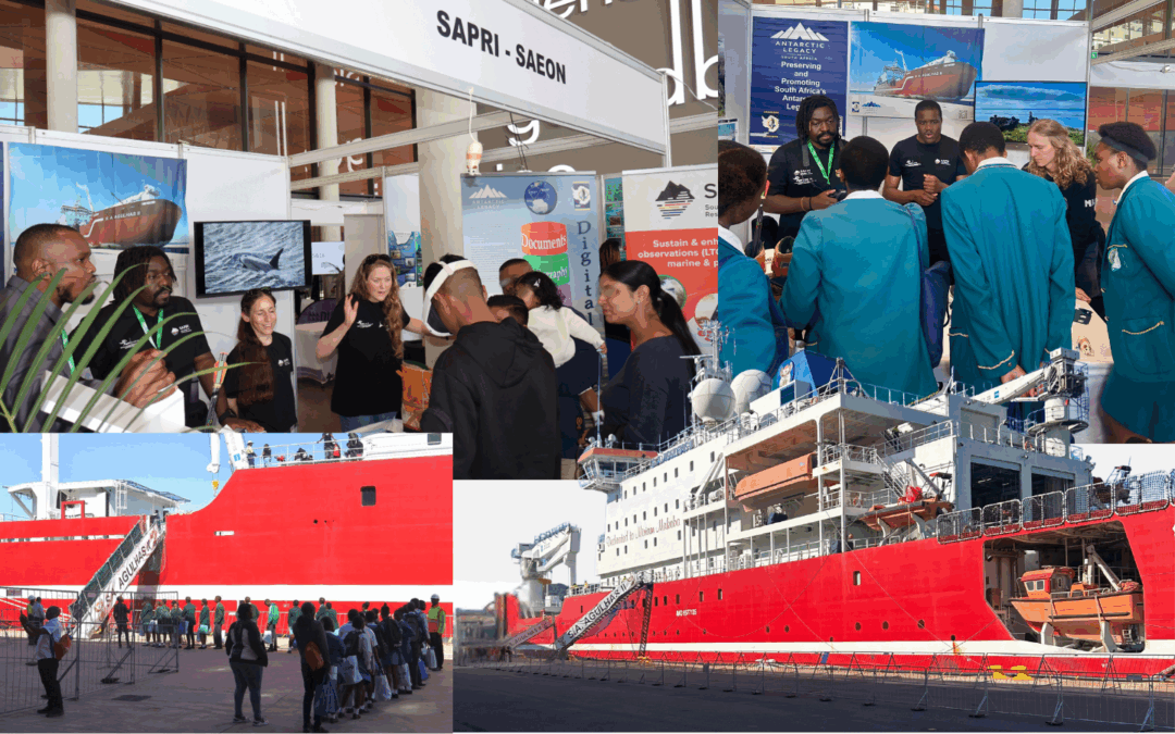 The returning SAPRI Marion Island overwintering team (M81) participates in the S.A. Agulhas II Open Day in Durban